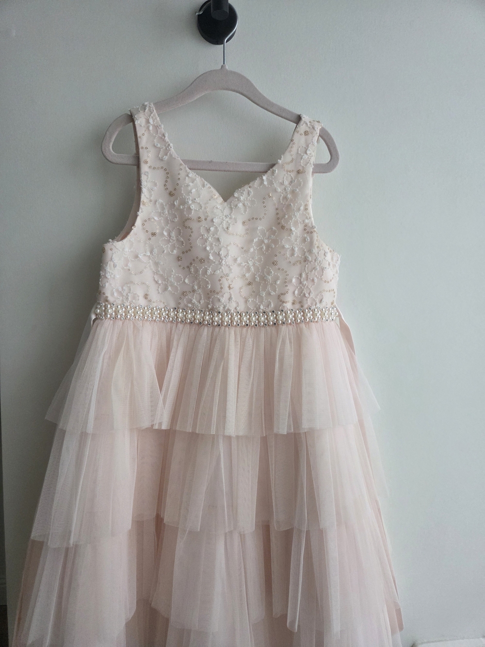 American Princess Blush Pink Floral Lace Tulle Dress 6x/7
